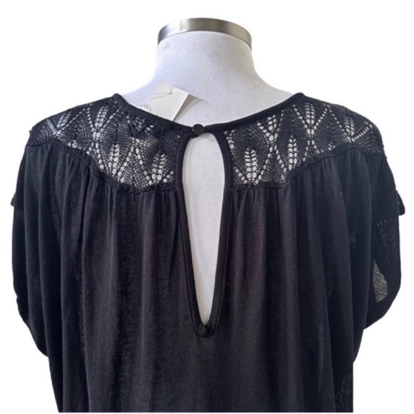 Bebe Black Short Sleeve Pointelle Knit Sweater Size Small - Picture 5 of 8